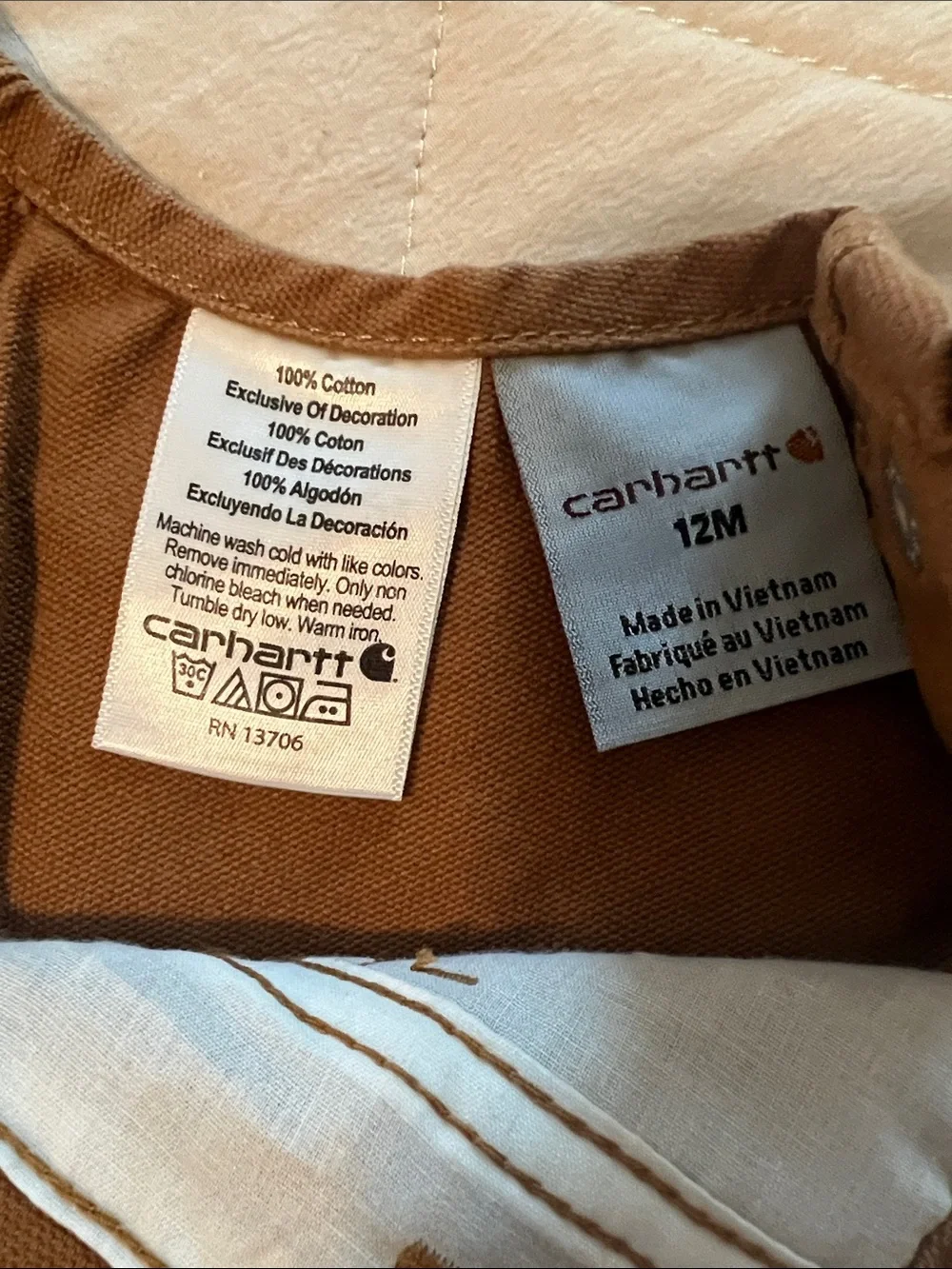 Carhartt Brown Kids Canvas Overalls with Adjustable Straps